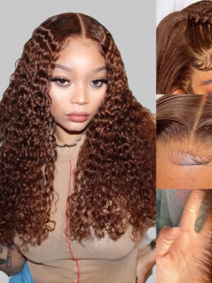 QQ_20220126120920_b332cda0-2136-4d67-a944-4aa2218340cd Chestnut Brown Curly Wig HD Lace Front Wigs 180% Density Human Hair Wigs - 13x4 Lace / Yes(+.00) / 14 inch
