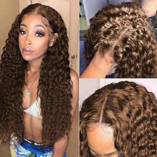 Faba 360 HD Lace Front Pre-plucked Wigs Chestnut Brown Curly Wigs - 360 Lace / 150% / 26inch