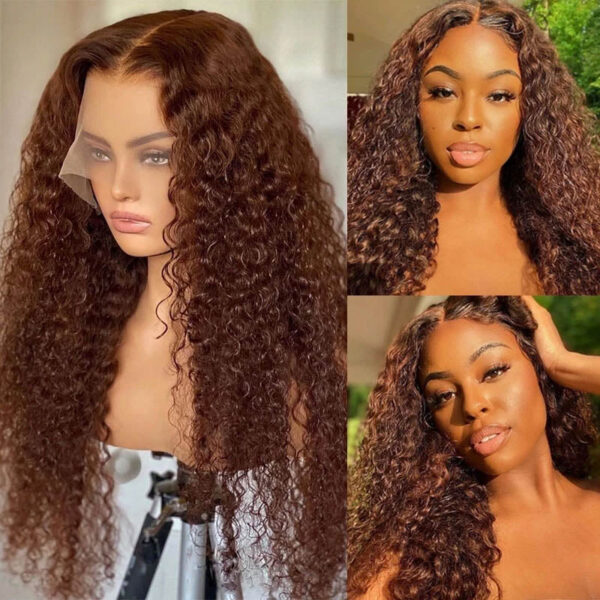 Faba 360 HD Lace Front Pre-plucked Wigs Chestnut Brown Curly Wigs - 360 Lace / 150% / 26inch