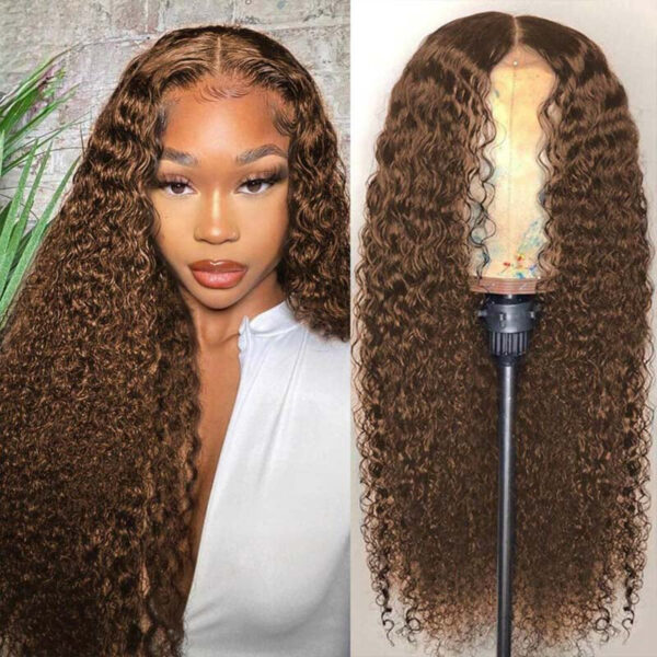 Faba 360 HD Lace Front Pre-plucked Wigs Chestnut Brown Curly Wigs - 360 Lace / 150% / 26inch