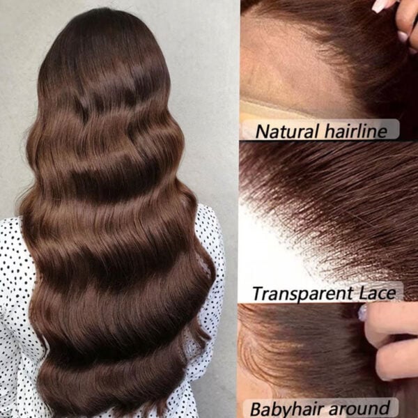 Brown Wig Body Wave 360 Transparent Lace Front Wigs 180% Density Wig - 360 Lace / 180% / 26inch