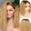 #5/27 Ombre Color Bob Wigs Curly HD Lace Front Human Hair Wig - 13x4 Lace / 10 inch