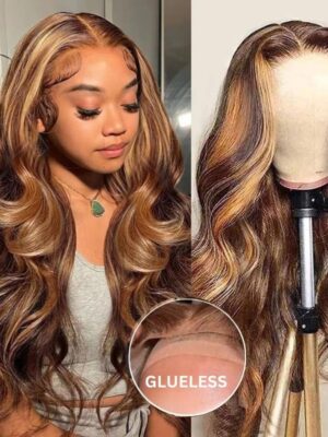 S_Pre-Cut_3 Extra 70% OFF| Sunber Body Wave Honey Blonde Highlights 7x5 Pre-Cut Lace Closure Human Hair Wig - 22 / 7x5 Bye Bye Knots-With Baby Hair