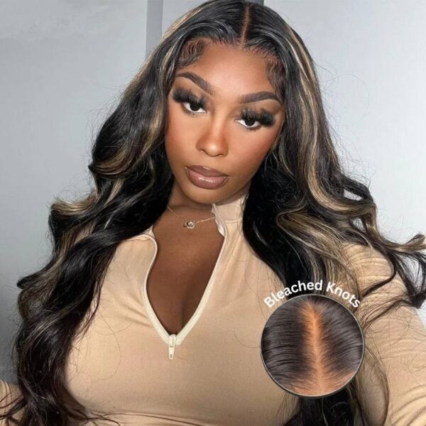S_Pre-Cut_6 Extra 70% Off Sunber 7×5 Bye Bye Knots Chocolate Brown With Blonde Highlights Pre-Cut Lace Body Wave Wig - 18 / 13×4 Pre-Everything