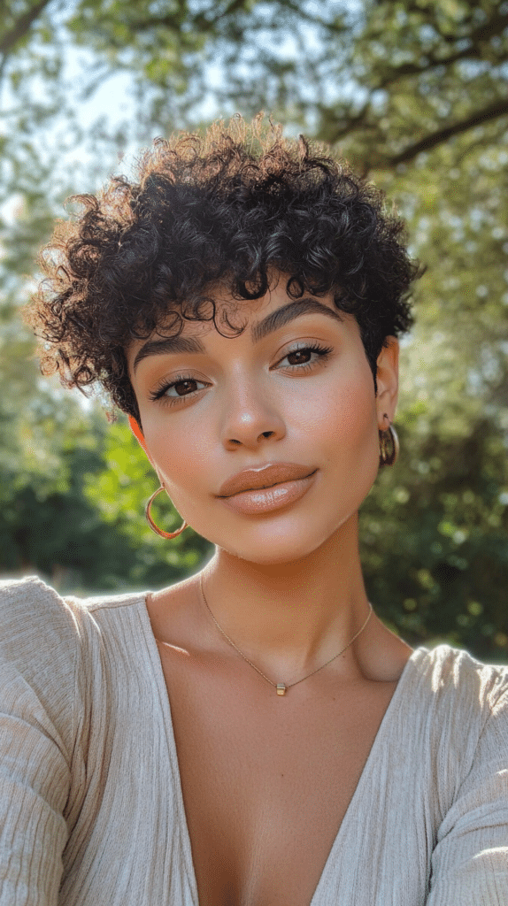 Woman with a smooth chin-length classic bob and a deep side part

