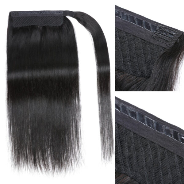 SunberPonytail01 Sunber Straight Wrap Around Ponytail Hair Extension Human Hair - 24