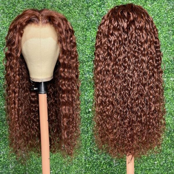BOGO Sunber Reddish Brown Wet And Wavy 13*4 Lace Front Wigs Water Wave Pre-Plucked Human Hair Wigs - 22 / 13*4 Lace Frontal