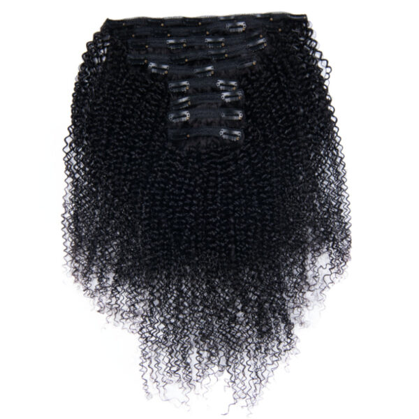SunberhairExtensions Sunber Clip in Hair Extensions 9pcs No Lace Kinky Curly Human Hair For Women - 24(Pack of 9)