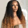 T1B30curly-2_82ecce12-9cf8-4c43-86ba-7b84873f0546 Ombre Color Curly Wig Lace Closure Wig Black With Medium Brown Human Hair Wig - 13x4 Lace / 180% / 28inch