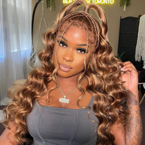 Sunber Ombre Blonde Highlight Body Wave 3 Bundles Human Hair Weave Extensions - 26 26 26