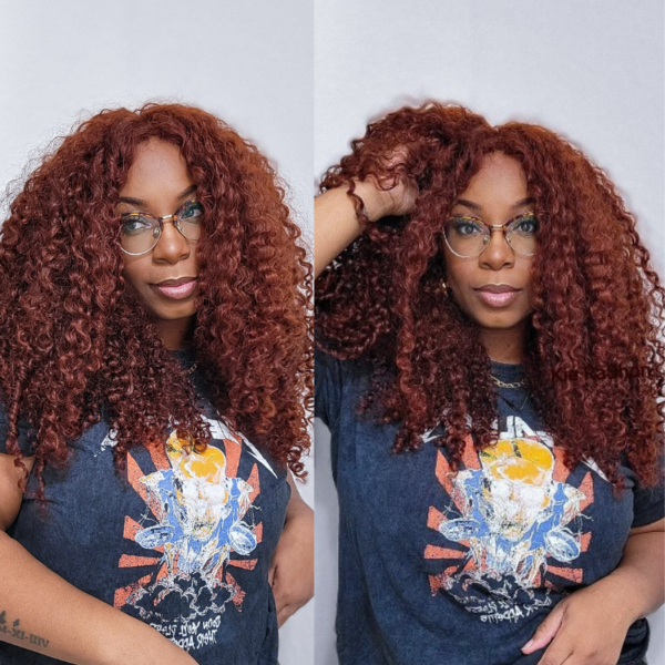Untitleddesign_58_1_cc985cb3-c5da-4a6f-8a21-13d7fe4411b3 Sunber Reddish Brown Jerry Curly Pre Cut Glueless Lace Wig Human Hair Wigs Flash Sale - 20 / 13x4 Lace