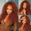 Sunber Precolored Ginger Brown Jerry Curly 13*4 Lace Front Human Hair Wigs - 18