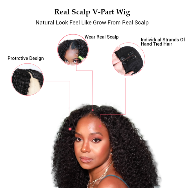 VPart_1_5_f484b2c1-3130-46f9-b8c5-c329eb433820 Flash Sale Sunber Effortless To Put On Curly V Part Wig Small Cap Human Hair Wig No Leave Out Glueless Upgrade U Part Wigs - 14 / M