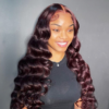 XZOMG2_GOGZB_7MN_D7O_A New Color Deep Purple Color Body Wave Wig Transparent Frontal HD Lace Wig 180% Density Hair Wig - 13x4 Lace / Yes( +.00 ) / 24inch