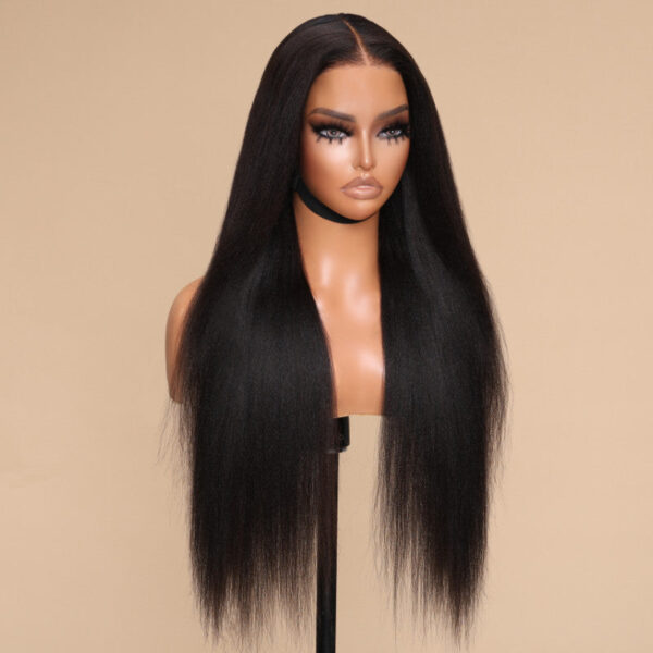 BOGO Sunber Yaki Straight Glueless Pre-cut 7x5 Bye Bye Knots Lace Closure Wig With Bleach Knots - 24 / 7*5 Bye Bye Knots