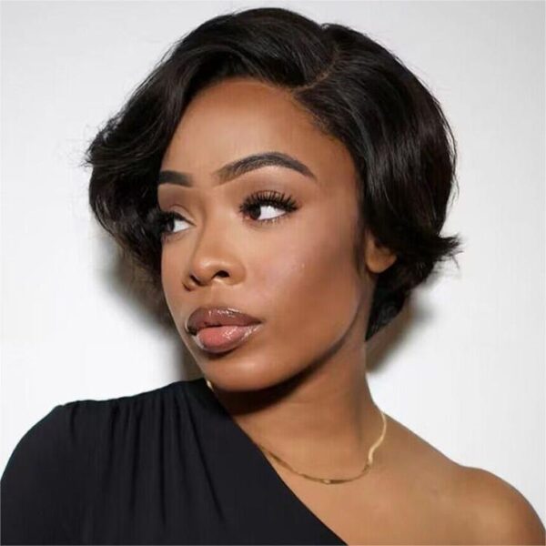 a4a518912f1b7717cc669327840c3307 Pre-style Pixie Cut Professional Women's Layered Human Hair Wig - 13x4 / 8 inch / No