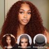 a6d2d0c0-dc97-4a94-82cc-a0ae4877f36d Sunber Reddish Brown Jerry Curly Pre Cut Glueless Lace Wig Human Hair Wigs Flash Sale - 24 / 6x4.75 Pre-Cut Lace