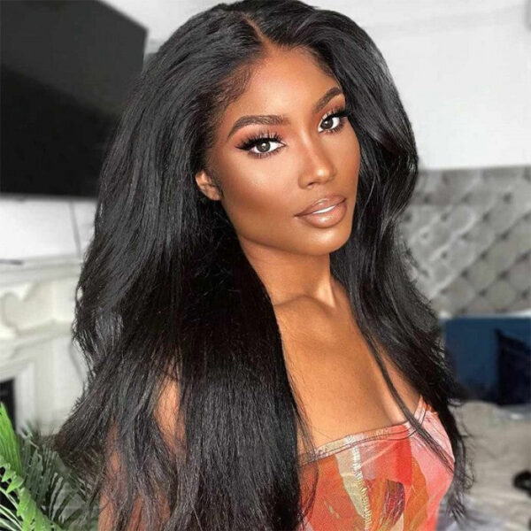 Sunber Kinky Straight Glueless Wig Invisible 5*5 HD Lace Wig Human Hair - 24 /  Kinky Edge 13*4 Lace Frontal