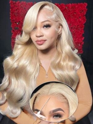 bb7ce3e5f571853729cad8551f290037 Pre-Cut Lace Wear Go Glueless Wig 613 Blonde Pure Color Body Wave Breathable - 5x5 Lace / 150% Density / 16 inch