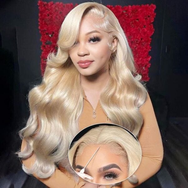 bb7ce3e5f571853729cad8551f290037 Pre-Cut Lace Wear Go Glueless Wig 613 Blonde Pure Color Body Wave Breathable - 5x5 Lace / 150% Density / 16 inch
