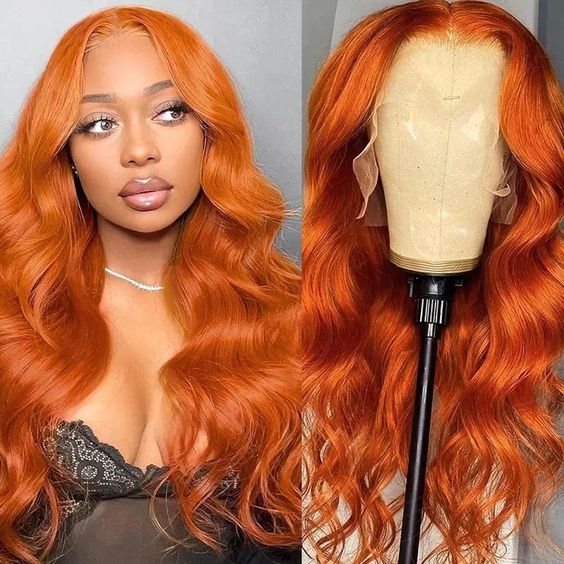 beb610599b673cad7fc5d798cb6575c4 Ginger Color Body Wave Wig HD Lace Front Wigs 180% Density Human Hair - 13x4 Lace / NO / 22 inch