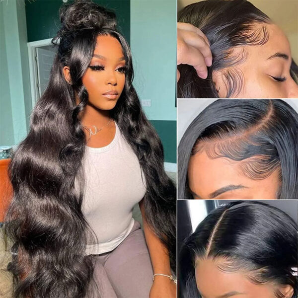 body-wave-1 Natural Color Body Wave Pre-Cut Glueless Wig Lace Front Wigs Classic Style - 4x4 Lace / 16 inch