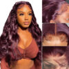 body3 New Color Deep Purple Color Glueless 180% Density Body Wave wig 13x4 Transparent Frontal HD Lace Wig - 4x4 Lace / 180% / 18inch