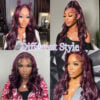 body8 New Color Deep Purple Color Glueless 180% Density Body Wave wig 13x4 Transparent Frontal HD Lace Wig - 4x4 Lace / 180% / 18inch