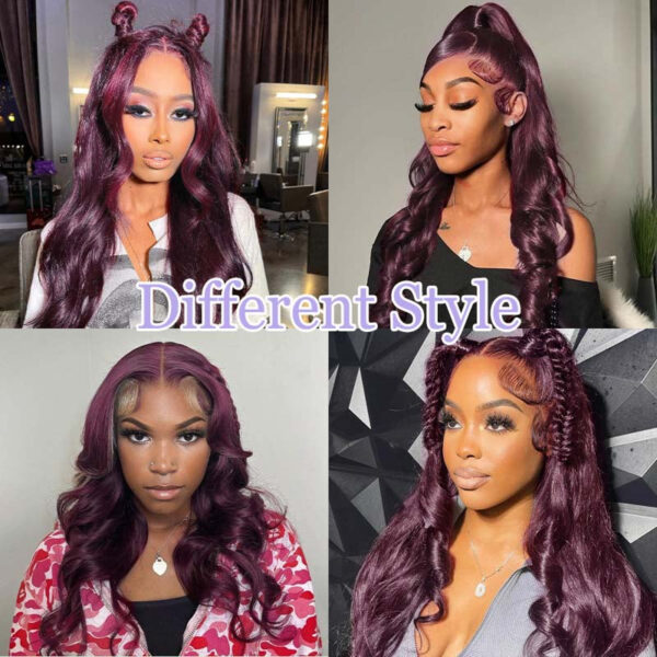 body8 New Color Deep Purple Color Glueless 180% Density Body Wave wig 13x4 Transparent Frontal HD Lace Wig - 4x4 Lace / 180% / 18inch