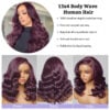 body9 New Color Deep Purple Color Glueless 180% Density Body Wave wig 13x4 Transparent Frontal HD Lace Wig - 4x4 Lace / 180% / 18inch