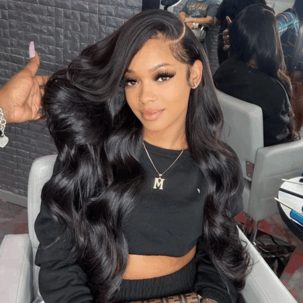 Natural Black Body Wave 13x4 HD Lace Front Wigs 180% Density 100% Human Hair - 13x4 Lace / 16inch