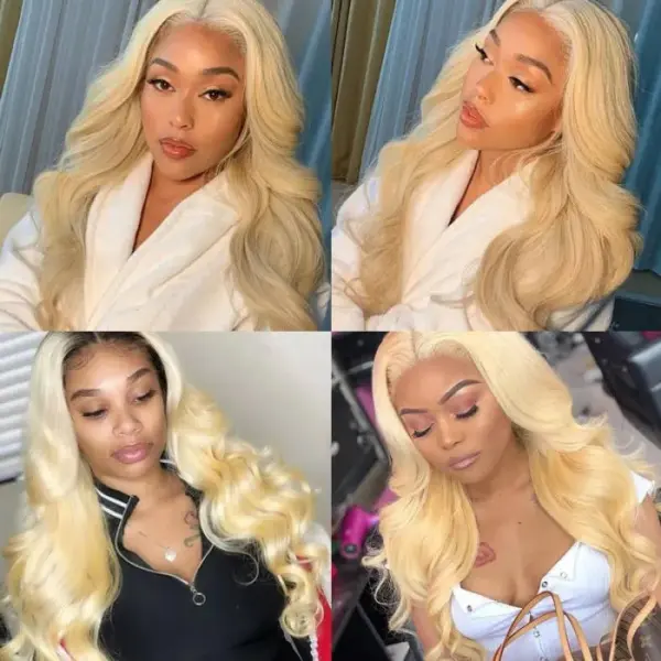 #613 Blonde Body Wave 360 Transparent Lace Front Wigs - 360 Lace / 180% / 16inch