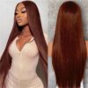 cdfdd856e07f6dcf0812728383a8eac3 Wear & Go Reddish Brown Straight Wig Transparent Lace Front Wigs 100% Human Hair - 5X5 Lace / 180% / 28inch