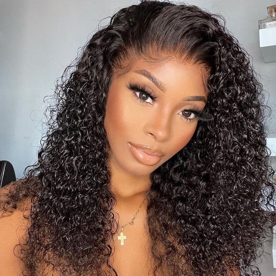 ce64aedf78ca7363023716efb2bd77d3 Jerry Curly Natural Black Wig Human Hair Wig Lace Front Wigs Fre-Cut Wigs 150% Density - 13x6 Lace / Yes( +.00) / 16 inch