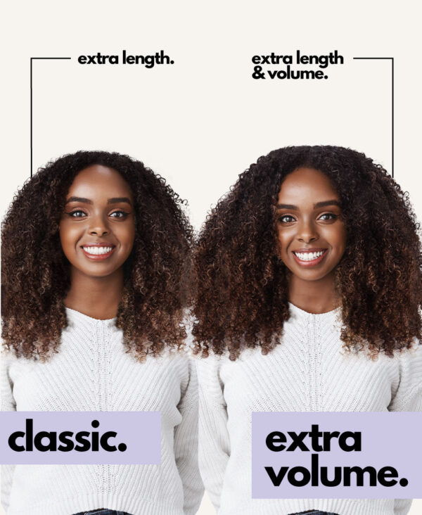 classic-extra-info_30767752-290f-4497-9260-d46ab37c9f8e curly (3A curls) clip-in extensions #4 medium brown. - 24" / Invisible / Extra Volume
