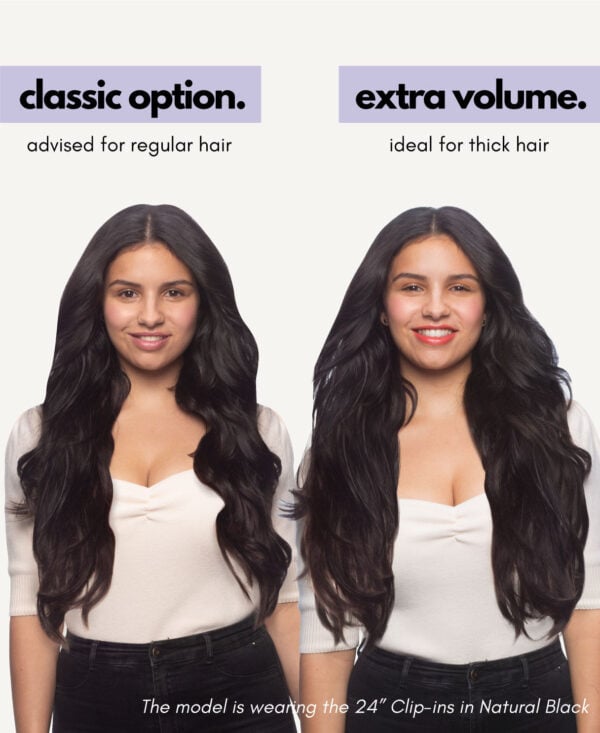 clipins-PDPinfographics-density_515bba0f-3a2d-48a2-b728-279111f6ea64 invisible clip-in hair extensions #1b-6 dark highlights. - 14" / Classic