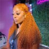 daa8d976d6915dbe8f6b1cebc1655e06 Pre-Cut Lace Wear Go Glueless Wig Ginger Orange Pure Color Curly Breathable - 4x4 Lace / 180% Density / 16 inch