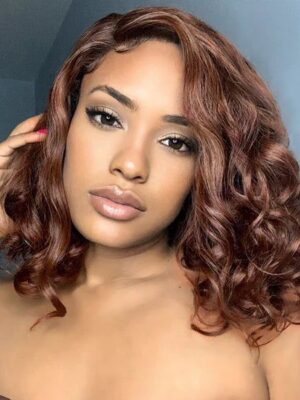 dd9534d0233247ce0731c28e5ebee4d9 Short Glueless Body Wave Bob Wig 4x4/13x4 Lace Front Human Hair With Breathable Cap - 5x5 Lace / Brown Color / 16inch