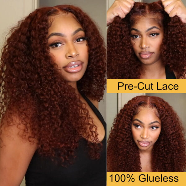 e1096022-32b0-43de-b32a-ea854ee3526c Extra 60% OFF | Sunber Reddish Brown Jerry Curly 13x4/7×5 Bye Bye Knots Lace Front Wig Real Human Hair - 22 (Fast Shipping) / 7×5 Bye Bye Knots-180%