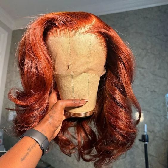 #33 Reddish Brown Body Wave Hair HD Lace 180% Density Short Bob Human Hair Wig - 4x4 Lace / 180% / 12inch