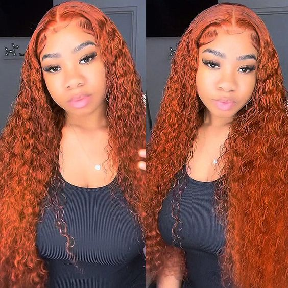 feae5fcae2b49d9e731ce04c92bbde81 Ginger Color Wig Curly Wig 180% Density 4*4/13*4/13*6 Lace Front Wig - 13x6 Lace / NO / 18inch