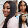 BOGO Sunber Yaki Straight Glueless Pre-cut 7x5 Bye Bye Knots Lace Closure Wig With Bleach Knots - 24 / 7*5 Bye Bye Knots