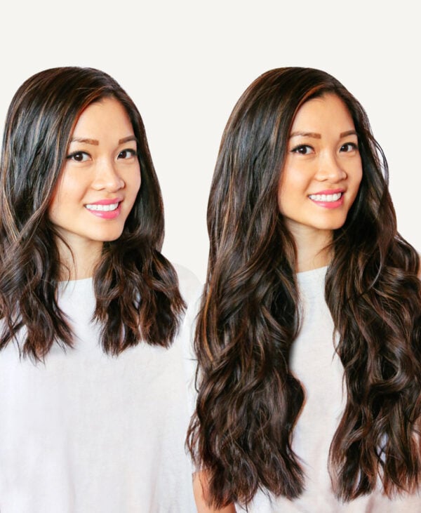 girls-BA-balyeage-natb_94533f2e-ac77-4294-b770-2f0267b9339f invisible clip-in hair extensions #1b-6 dark highlights. - 14" / Classic