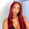 hurela_hair_241179348_188239370069634_4063737288980066750_n_1_7f6eb64b-c127-4c2d-b855-9a4781a543d3 Pre-Cut Lace Wear Go Glueless Wig Burgundy Pure Color Straight Breathable - 5x5 Lace / 150% Density / 20 inch