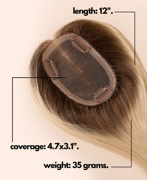 info-toppers-13 hair topper rooted light blonde.