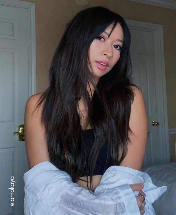 inv-girls-1b-a invisible clip-in hair extensions #1b natural black. - 14" / Classic