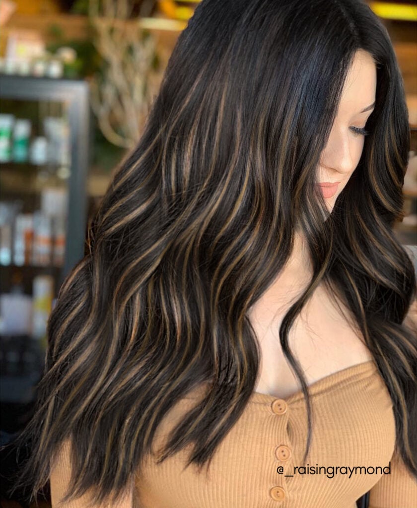 invisible clip-in hair extensions #1b-6 dark highlights. - 20" / Extra Volume