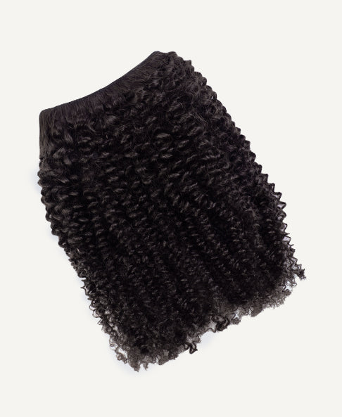 kinky (4A curls) clip-in extensions #1b natural black. - 24" / Regular / Extra Volume