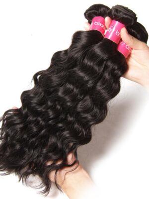 natural_wave_hair_3_bundles_with_lace_frontal_2 Sunber Hair Peruvian Virgin Natural Wave Hair 3 Bundles with Lace Frontal, 100% Human Virgin Hair - 12 12 12+12 / 13*4 Lace Frontal