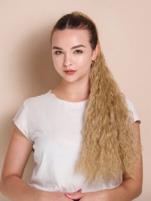 photo-137-a vegan fiber long wavy ponytail - honey blonde 26".